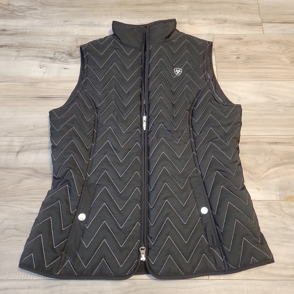 Ariat Tek Asley Vest Womens Black Medium Quited Fuĺl Zip Western Outdoor Cowgirl
